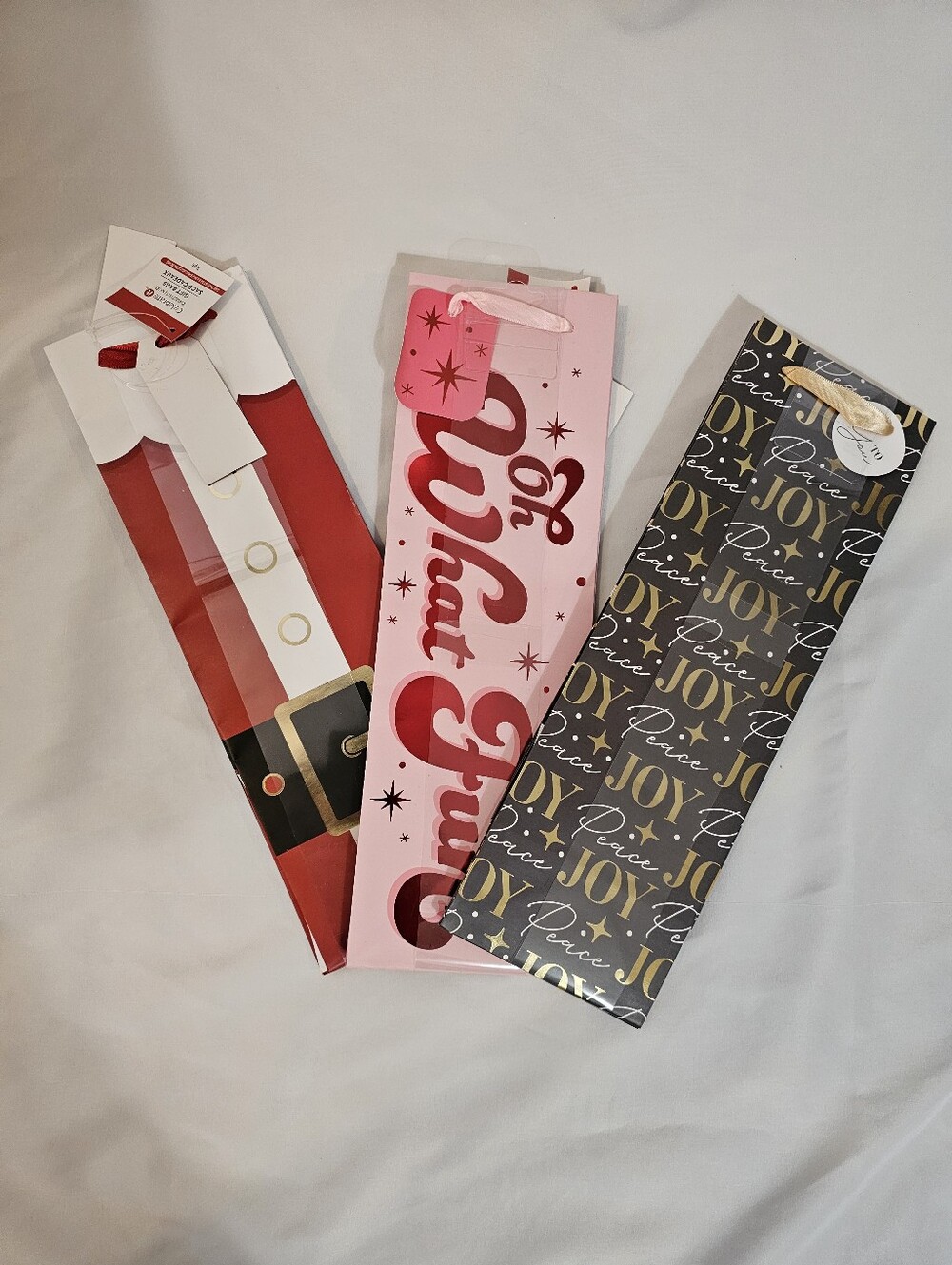 Holiday Wine Gift Bags Set - Pink, Red & Black Designs